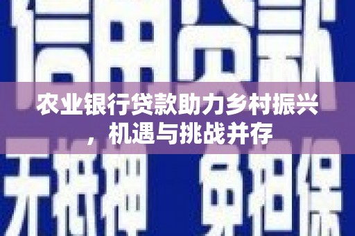 头城农业银行贷款助力乡村振兴，机遇与挑战并存